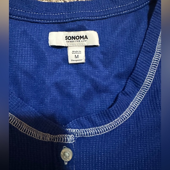 Sonoma Goods For Life Blue Ribbed Henley Pajama Top - Size Medium - Picture 3 of 6